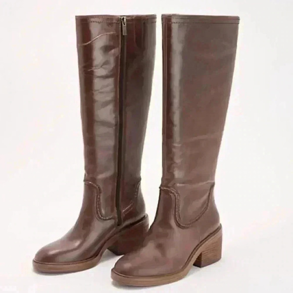 Vince Camuto Shoes - NEW Vince Camuto Vuliann Knee High Leather Boots Smokey Nut Women’s Size 10